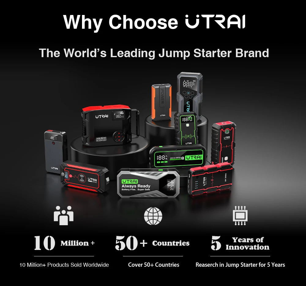 UTRAI 27000mAh Car Jump Starter Power Bank 6000A Car Booster Auto Dispositivo de partida de emergência Jump Start para gasolina diesel