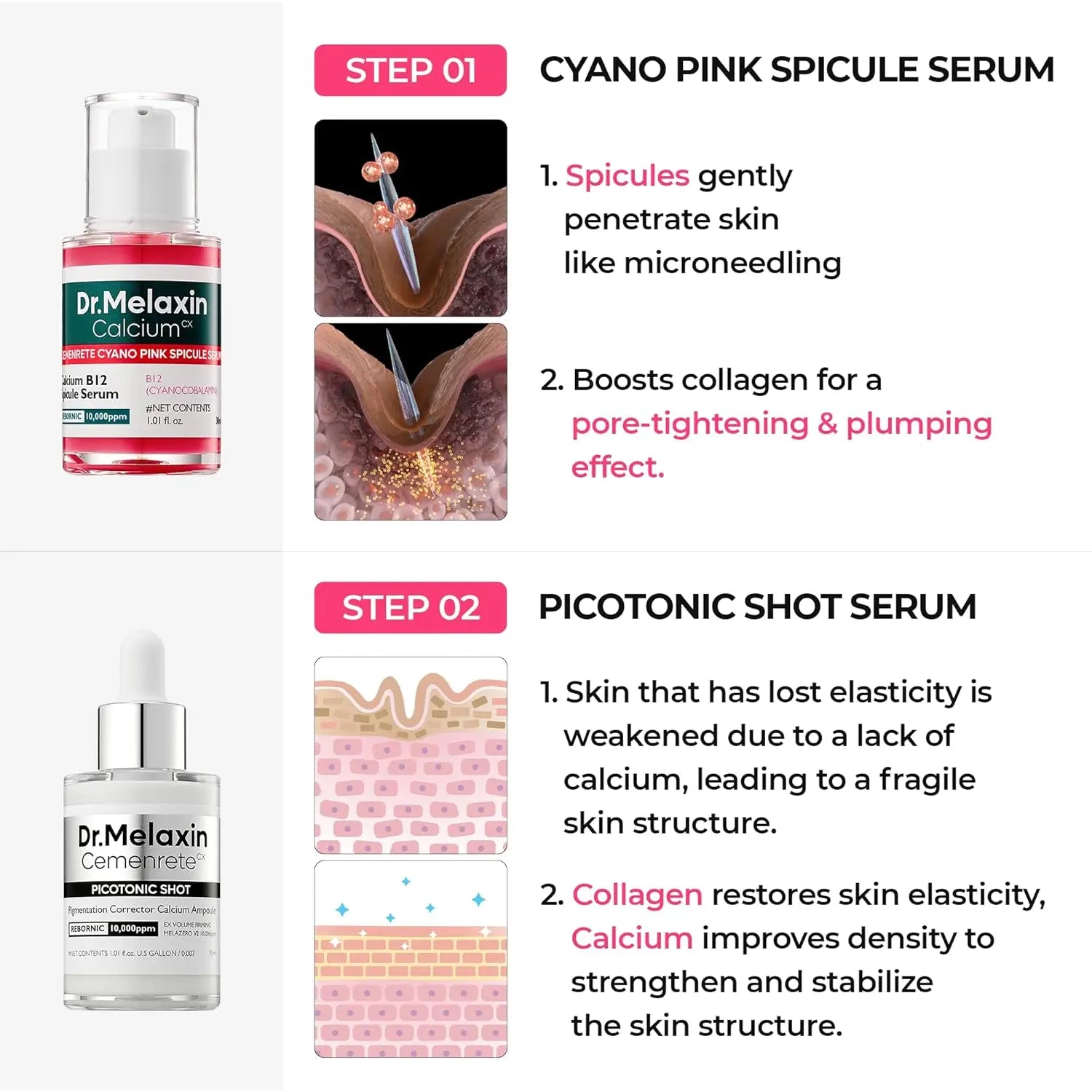 Dr.Melaxin Lumi Firm & Lift Duo |   Sérum coreano de colágeno para o rosto, que firma, preenche e refina a pele, aumentando a densidade e a reparação da pele.