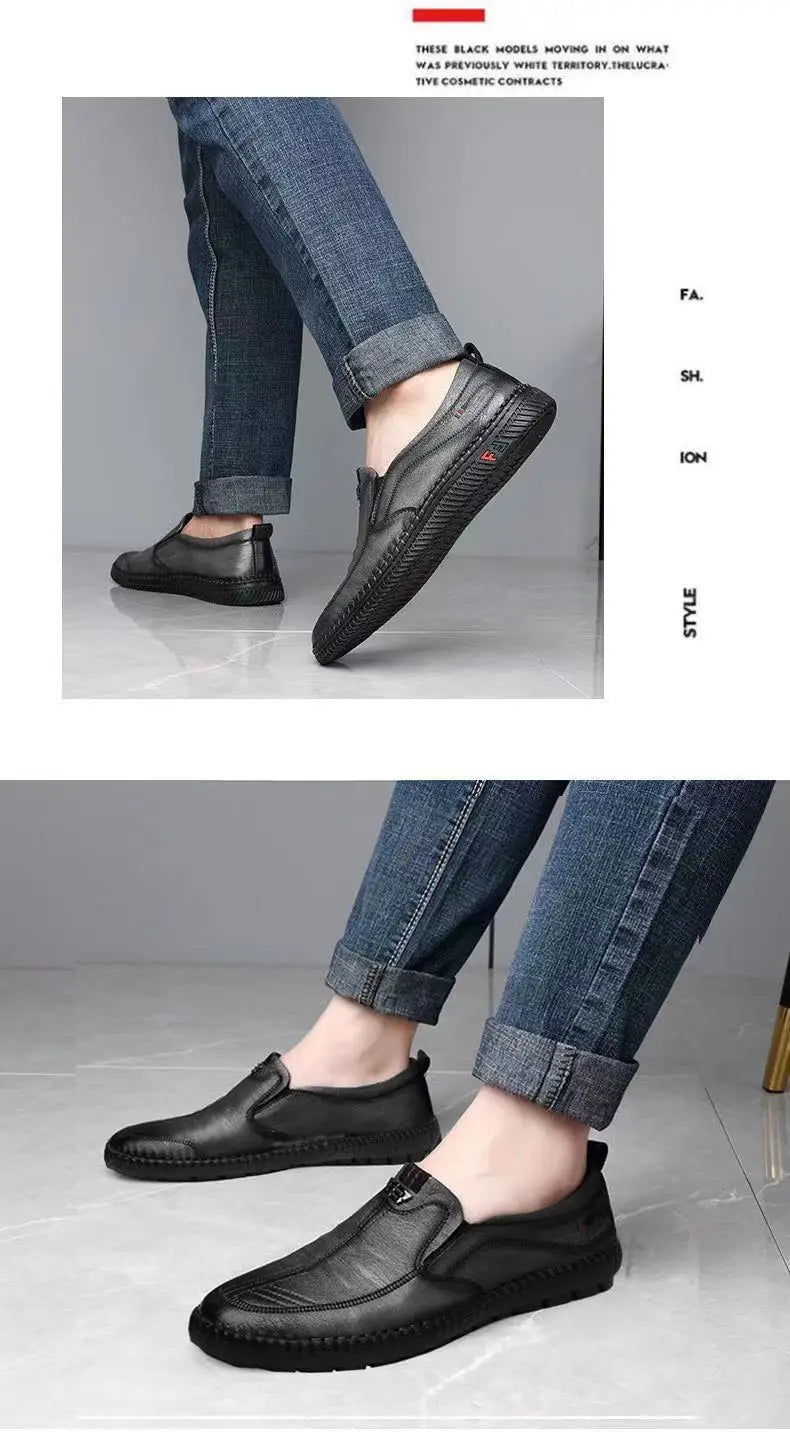 Homens mocassins de couro do plutônio antiderrapante andando apartamentos respirável ao ar livre deslizamento em sapatos casuais para trabalho masculino escritório condução sneakers2