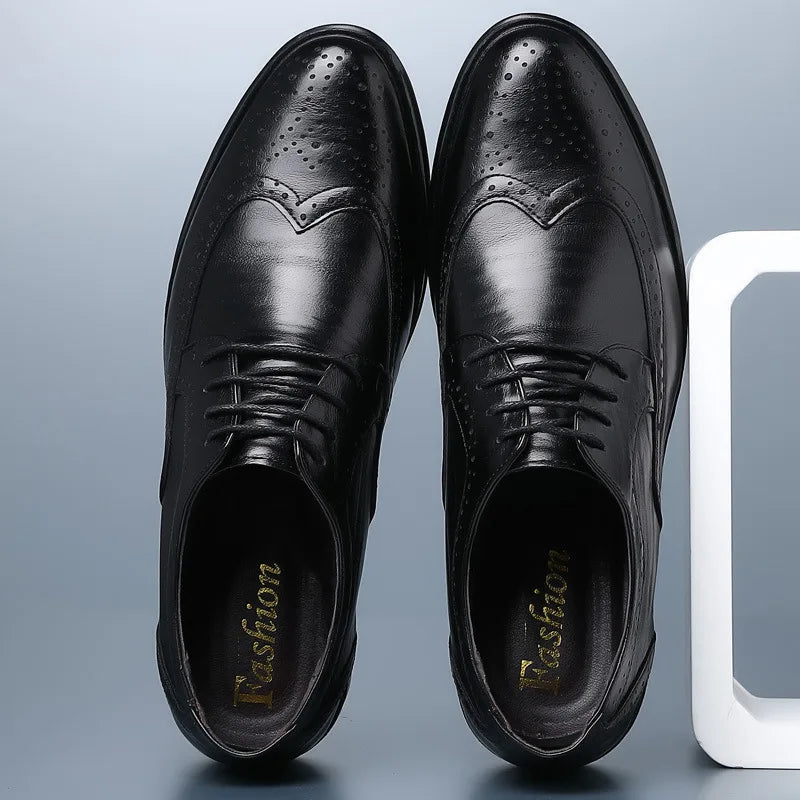 Sapatos oxford masculinos feitos à mão, sapatos clássicos formais de negócios, couro de bezerro genuíno, sapatos sociais brogue