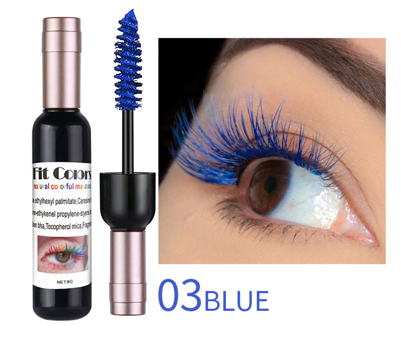 Garrafa de vinho 4d fibra de seda rímel à prova dwaterproof água secagem rápida cílios cachos extensão maquiagem cílios à prova dwaterproof água tinta azul