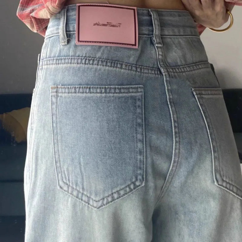 Mulheres perna larga calças de brim baggy senhora vintage y2k punk cintura baixa solta calças jeans streetwear moda lixo longo skater