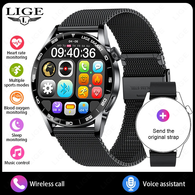 Relógio Inteligente LIGE 2026 com Chamadas de Voz para Homens, Tela HD de 1.38", IP68 à Prova D'água, Relógio Esportivo e Fitness, Novo Smartwatch para Homens e Mulheres, Compatível com Android e iOS