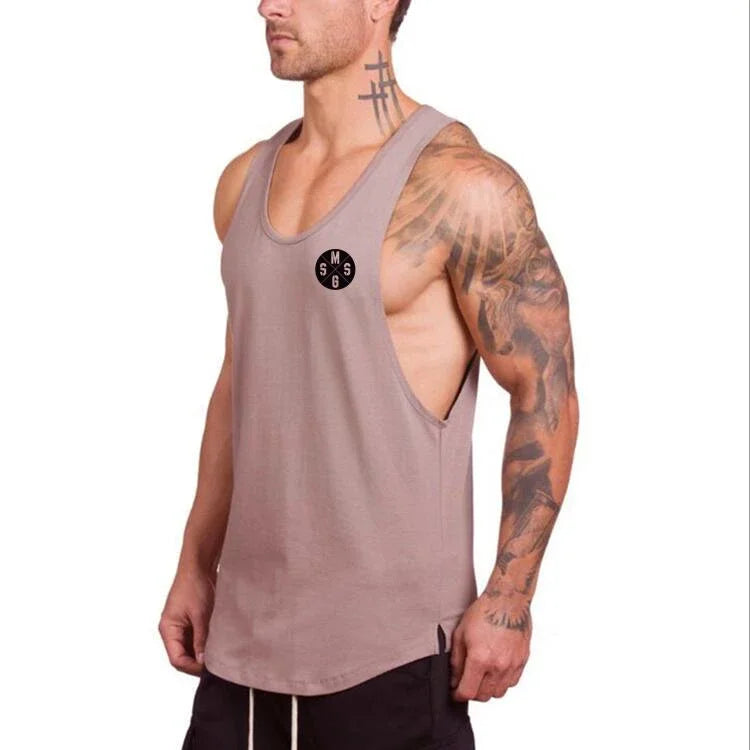Marca roupas de ginástica algodão singlets canotte musculação stringer tanque superior dos homens camisa de fitness muscular caras sem mangas colete tanktop