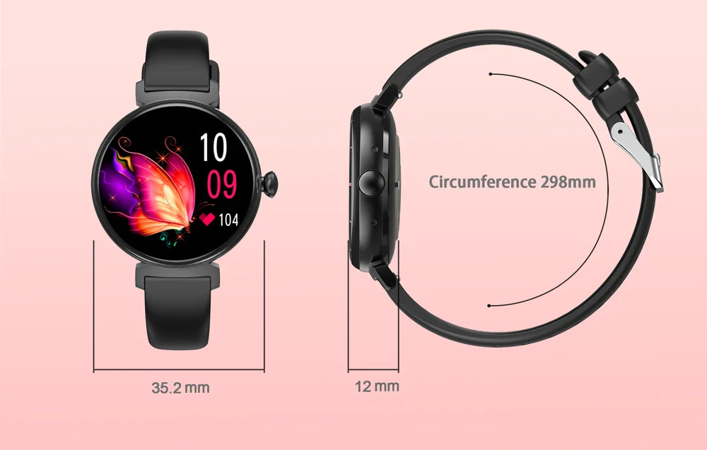 Amoled tela hd azul dente chamada smartwatch feminino relógios inteligentes à prova dwaterproof água esportes monitor de saúde freqüência cardíaca notificação mensagem
