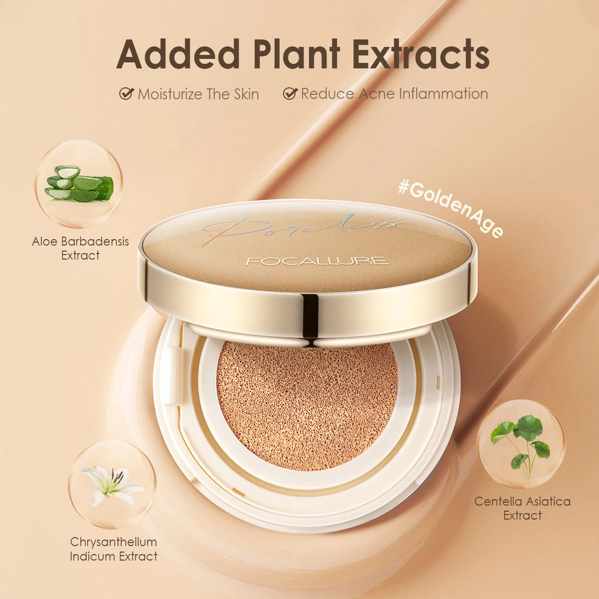 Focusallure fundação almofada de ar à prova dwaterproof água base fosca poros alta cobertura creme facial nutritivo suave fundação maquiagem