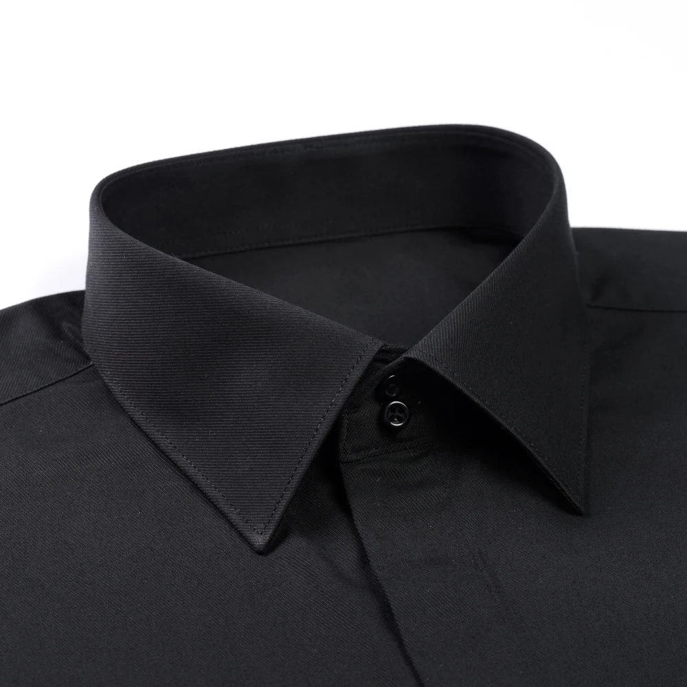 Camisa masculina clássica com punho francês, botão oculto, manga comprida, formal, ajuste padrão, camisas brancas (abotoaduras incluídas)
