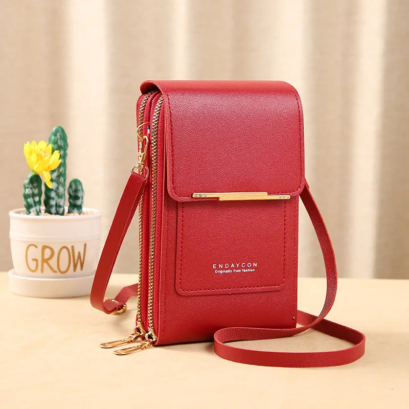 PU Leather Touch Screen Shoulder Bag para Mulheres, Feminino Crossbody Bolsas, Bolsa de telefone Bolsa de mão de grande capacidade, Drop Shipping, Novo