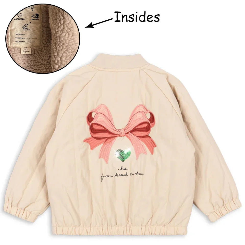 Novo 2025 ks meninas dos desenhos animados algodão velo casacos de inverno da criança meninos jaqueta de lã de cordeiro crianças casaco bordado crianças outwear roupas