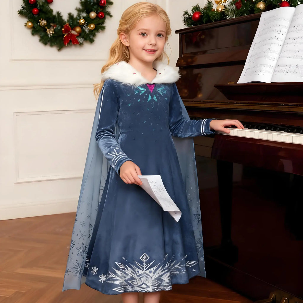 Menina cosplay neve rainha vestido outono inverno crianças elsa carnaval festa princesa traje crianças aniversário vestido de baile roupas 2-10t