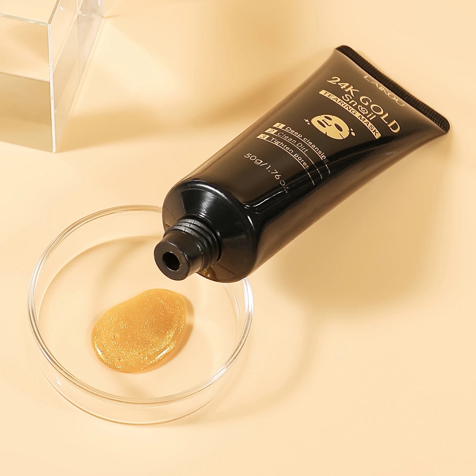 Laikou 24k ouro caracol peel-off máscara 3 pçs limpeza profunda poros aperto remoção de cravo desintoxicante tratamento facial 50g