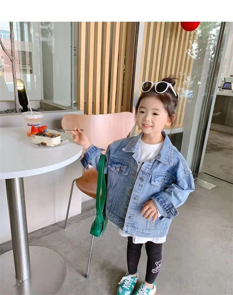 Meninas denim jaquetas novas crianças moda dos desenhos animados outerwear crianças manga longa roupas casuais 2-10 anos adolescente tendências casacos