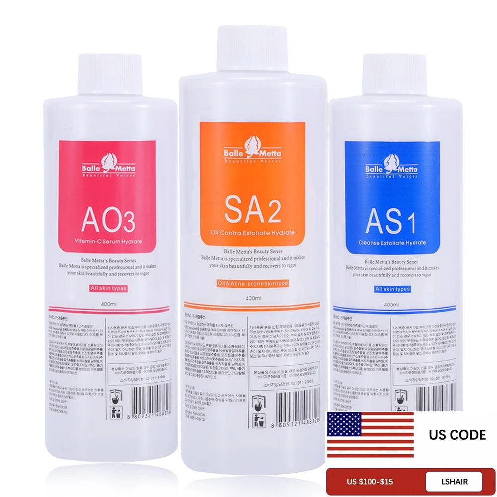 3 pçs/lote 1200ML Hydra Líquido Soro Facial Aqua Peel Solução AS1 SA2 AO3 Para Máquina de Beleza SkinCare Limpeza Profunda
