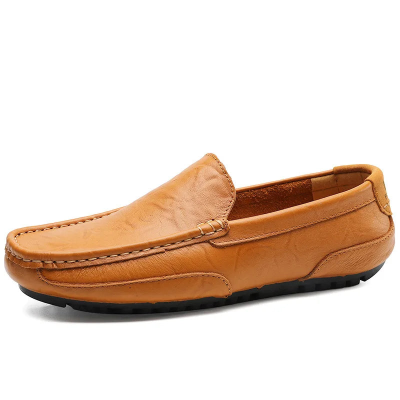 Sapatos de couro masculino luxo na moda casual deslizamento em mocassins formais mocassins italiano preto masculino sapatos de condução tênis plus size