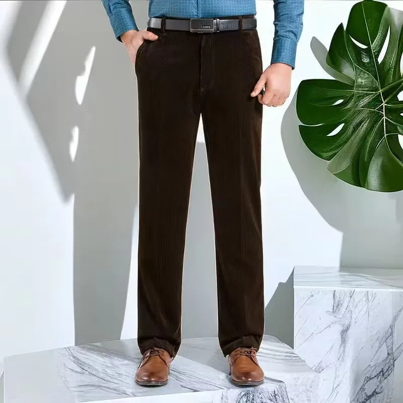 Calças de veludo soltas corredores homens de meia idade pai instalado no outono e inverno 2023 calças casuais masculinas para homem streetwear