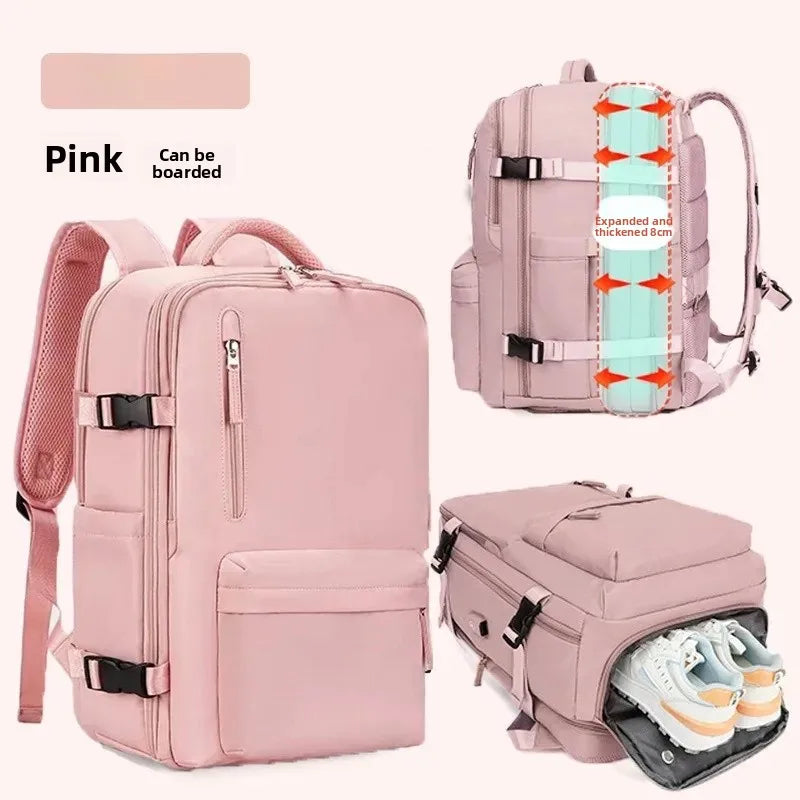 Mochila de viagem expansível de grande capacidade, bolsa de ombro dupla para viagens de negócios, montanhismo e transporte de computador