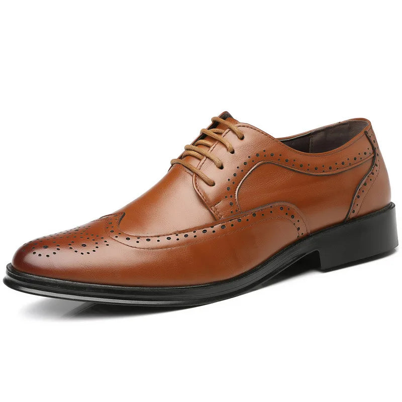 Sapatos oxford masculinos feitos à mão, sapatos clássicos formais de negócios, couro de bezerro genuíno, sapatos sociais brogue