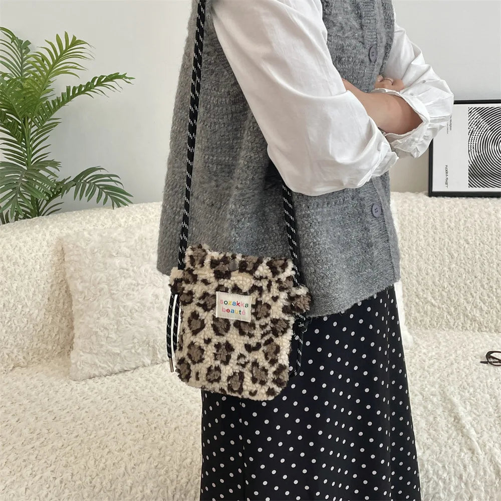 Novo ponto de pelúcia crossbody sacos para mulheres bonito rosa bolsa de ombro bolsas bolsa de telefone portátil