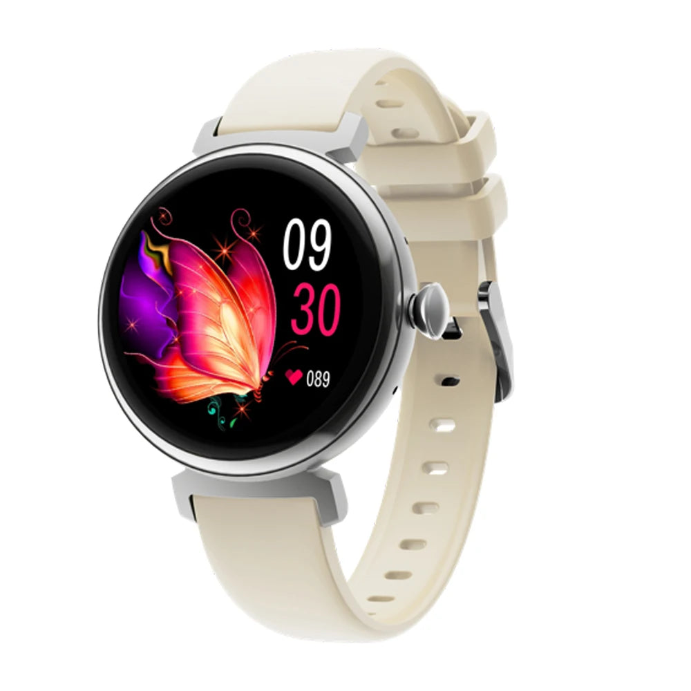 Amoled tela hd azul dente chamada smartwatch feminino relógios inteligentes à prova dwaterproof água esportes monitor de saúde freqüência cardíaca notificação mensagem