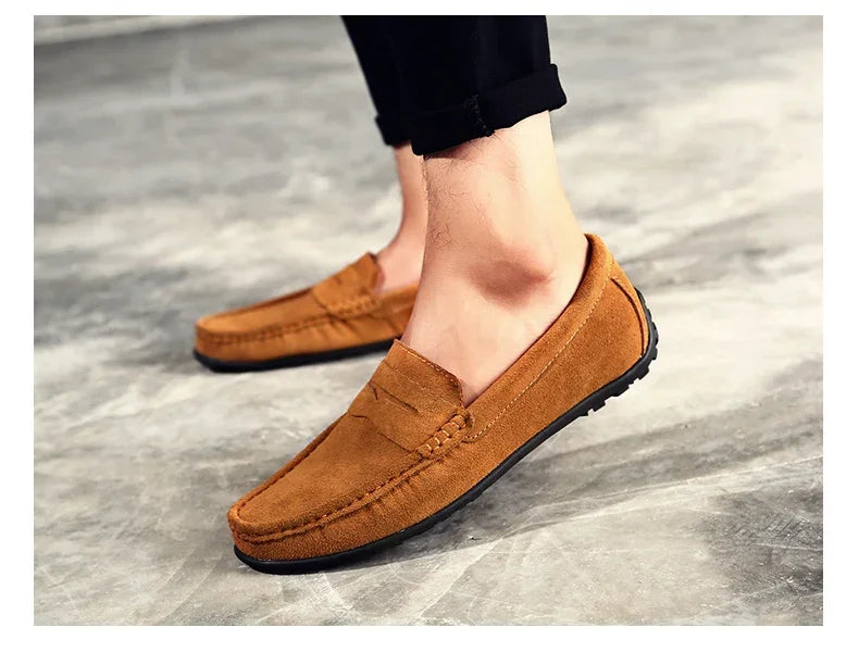 Couro do plutônio camurça de vaca sapatos masculinos marca luxo casual formal mocassins calçados preto masculino sapatos de condução hombres