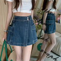 Saia Jeans  Assimétrica de Cintura Alta com Efeito Modelador, Tamanhos andes Fs, Moda Verão 2023