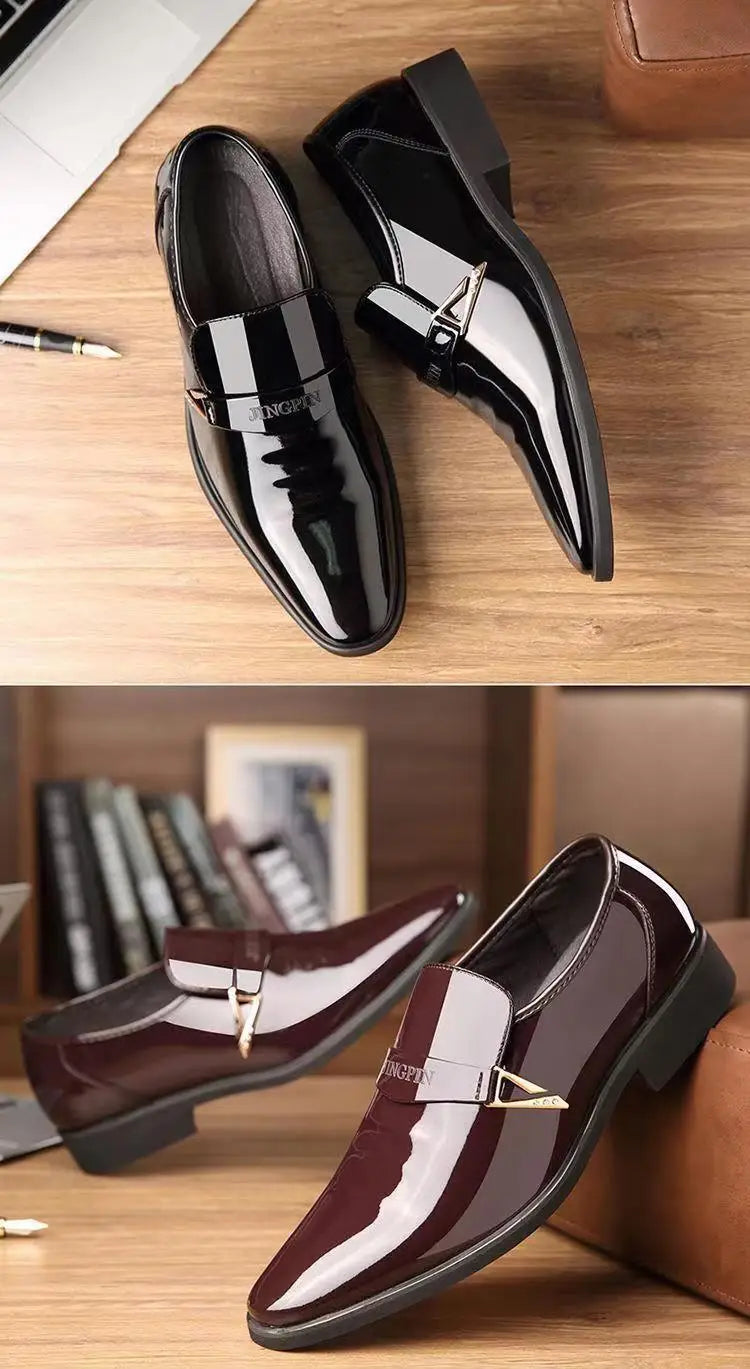 Sapatos de couro casuais de negócios masculinos casamento noivo estilo britânico altura aumentada verão respirável dedo do pé apontado calçados masculinos