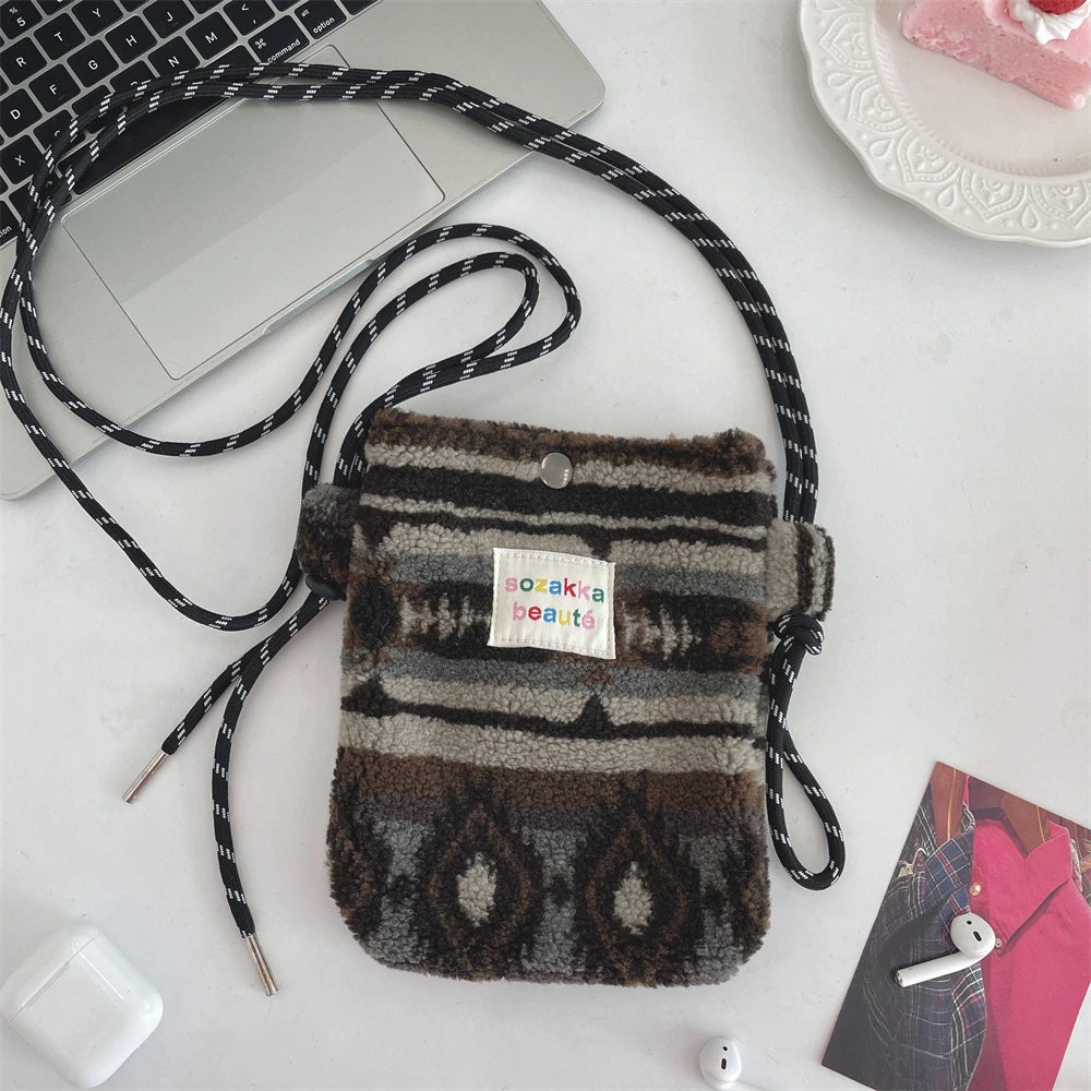 Novo ponto de pelúcia crossbody sacos para mulheres bonito rosa bolsa de ombro bolsas bolsa de telefone portátil