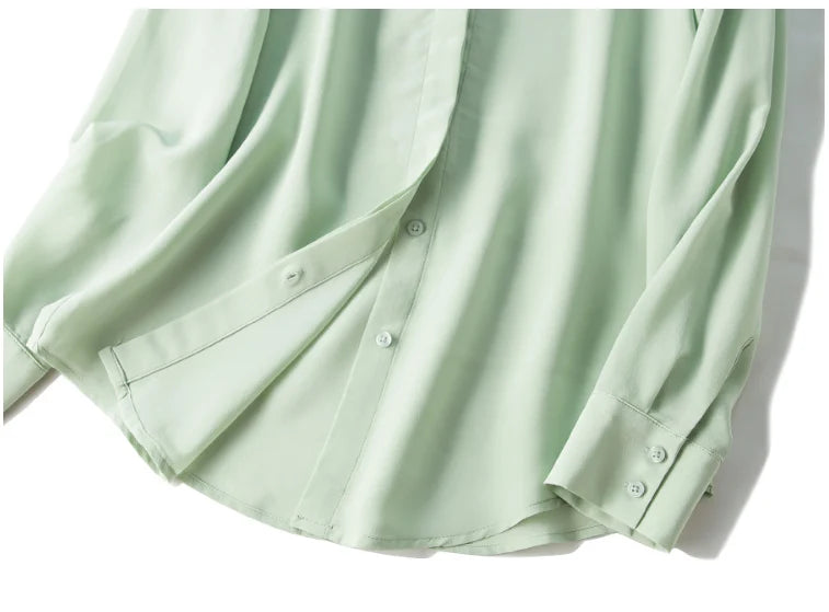 Suyadream camisas femininas de seda 100% seda real sólida manga comprida botão chique blusas 2025 primavera verão escritório senhora topo branco