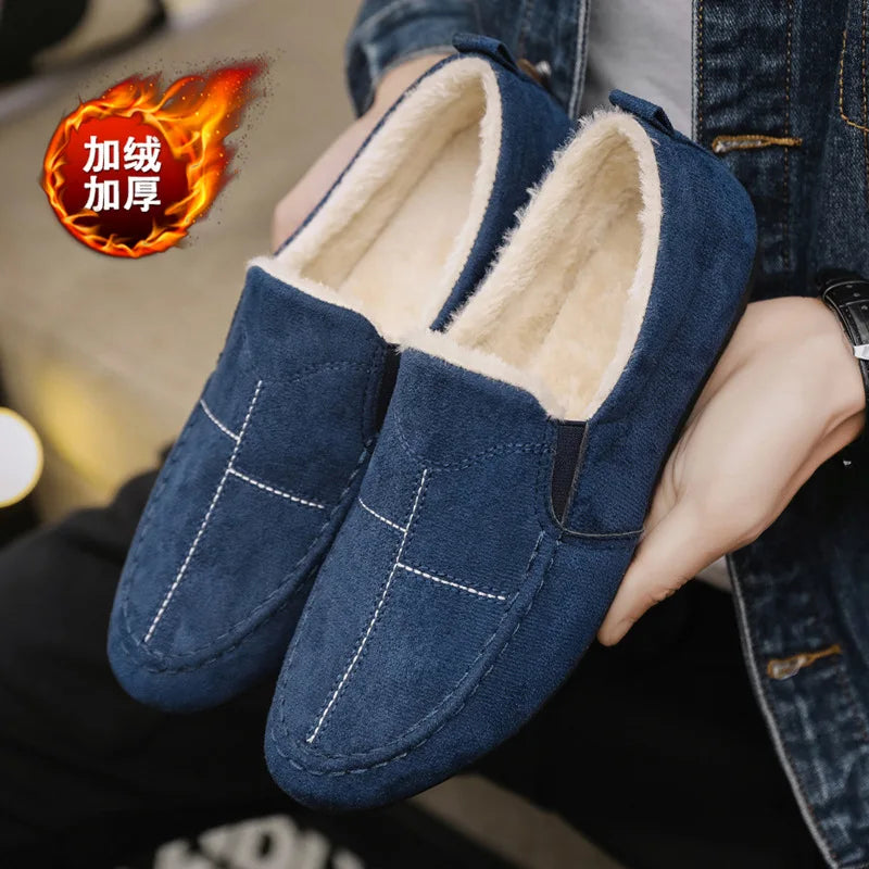 Primavera verão azul camurça mocassins homens deslizamento em mocassins macios respirável apartamentos sapatos de condução sapatos casuais de couro feitos à mão