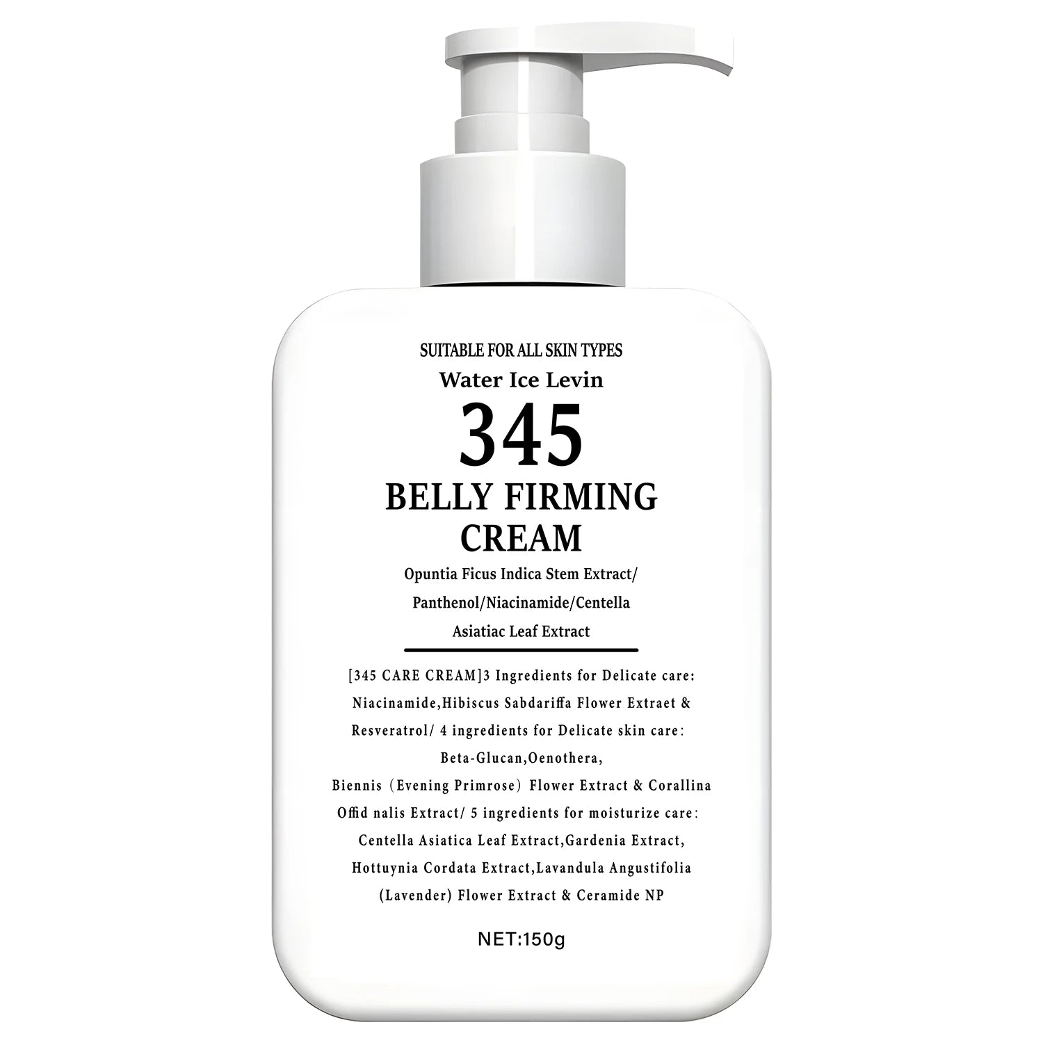 345 Extrato de haste de opuntia de creme reafirmante para barriga. Niacinamida Pantenol. Alvos Crepey Skin. Apertar firmes. Todos os tipos de pele. 150g.