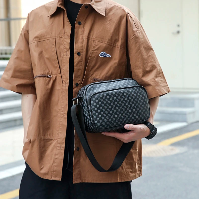 Bolsas de Ombro Casuais e Leves para Homens, Bolsa Mensageiro de Couro PU Macio, Bolsa Transversal Confortável com Alça Larga