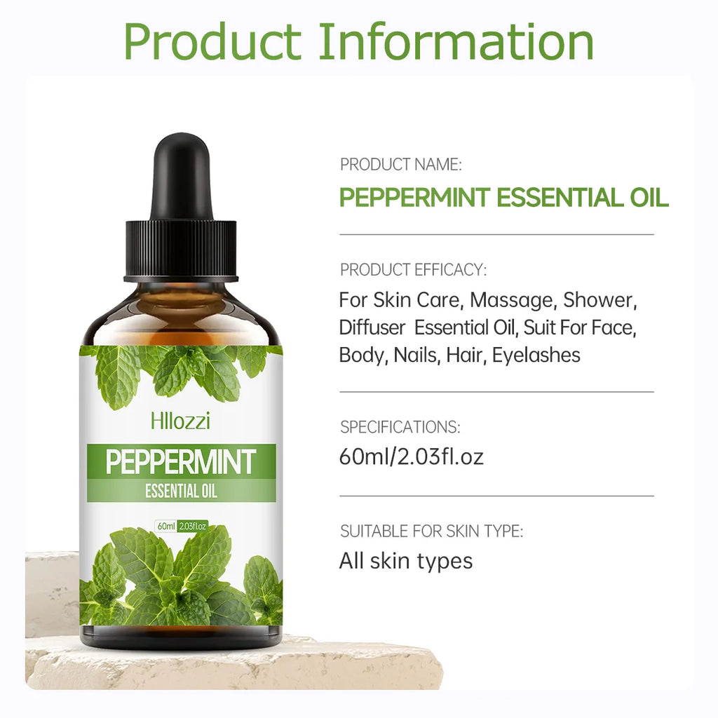 100ml/60ml/30mlPeppermint óleo essencial hidratante multifuncional óleo essencial aromaterapia vela difusor de carro