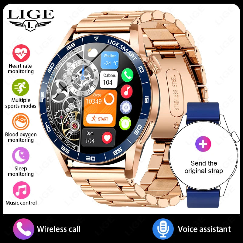 Relógio Inteligente LIGE 2026 com Chamadas de Voz para Homens, Tela HD de 1.38", IP68 à Prova D'água, Relógio Esportivo e Fitness, Novo Smartwatch para Homens e Mulheres, Compatível com Android e iOS