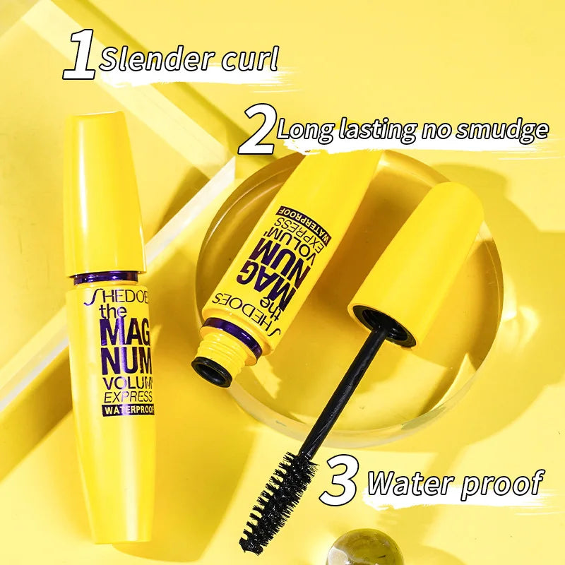 SHEDOES Rímel amarelo à prova d'água, alongamento, ondulação, volumizador, natural, de longa duração, à prova de manchas, cosméticos de maquiagem para os olhos