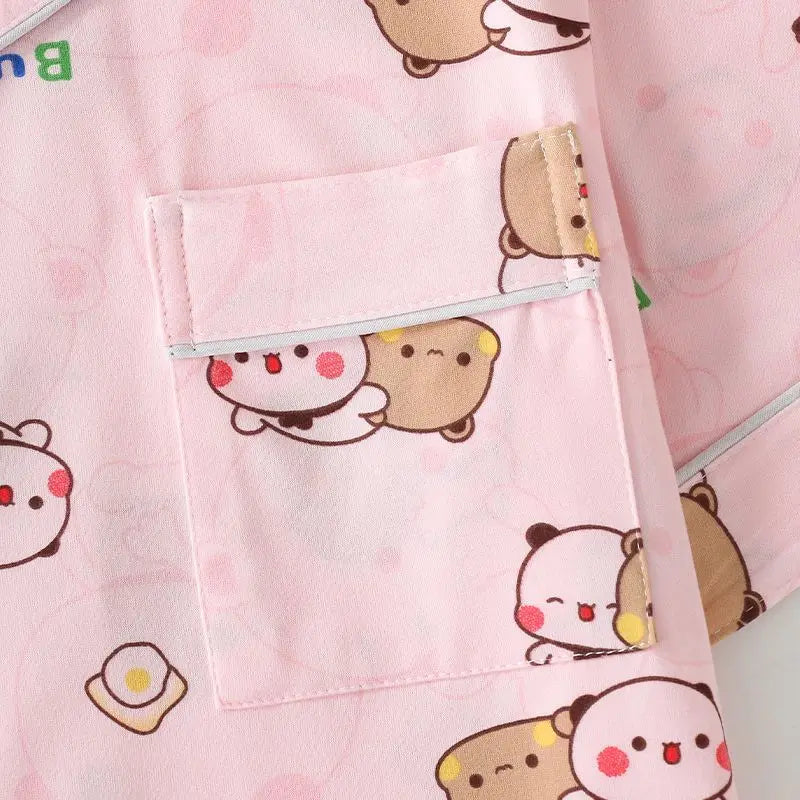 Kawaii anime bubu dudu conjunto de pijama macio e confortável homem mulher pijamas algodão solto pijama terno solto roupas para casa presente aniversário