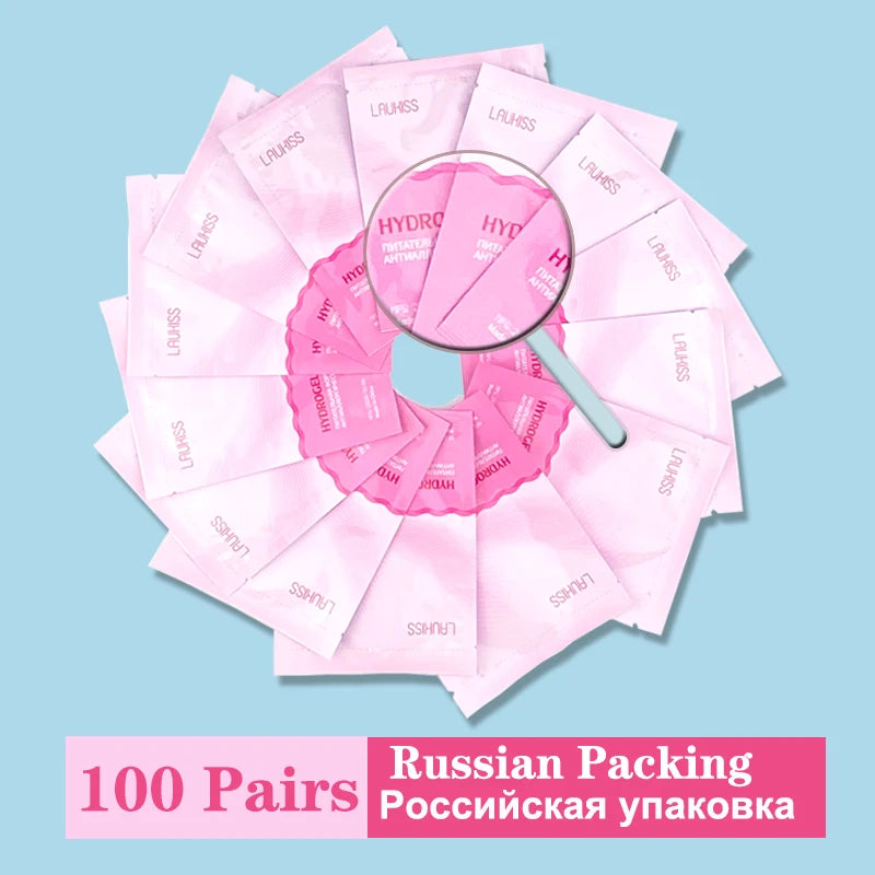 25/50/100 pares de manchas de olho sob as almofadas de cílios para a construção de manchas de papel hidrogel adesivos sem fiapos rosa para cílios postiços LAUKISS