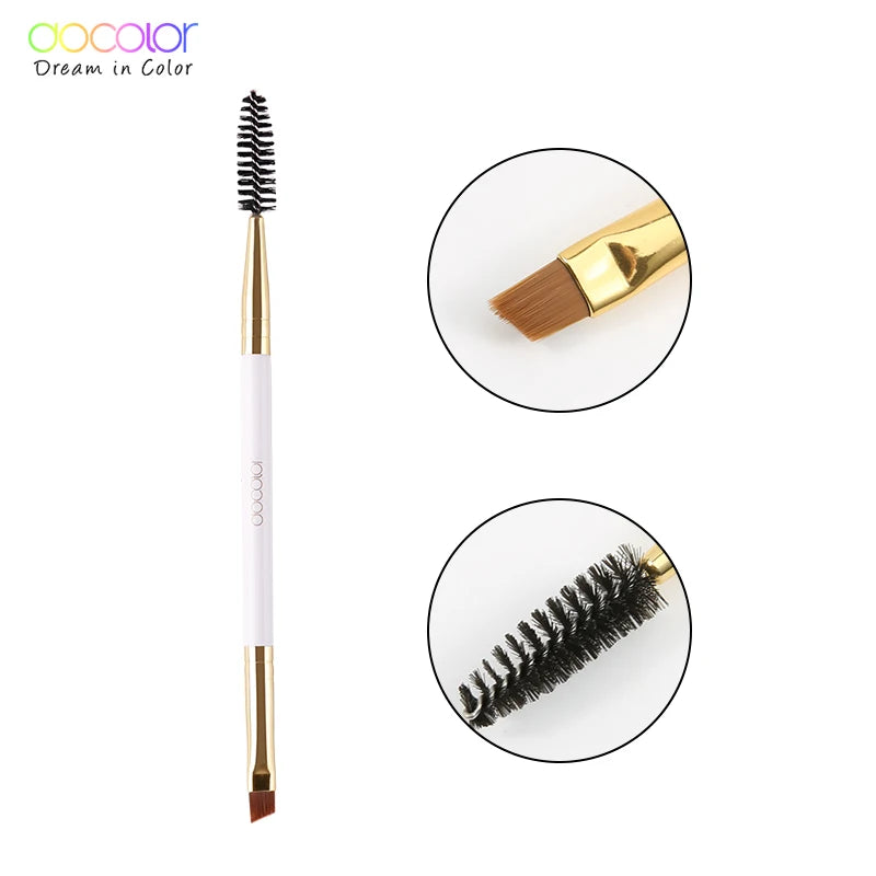 Docolor Pincel Profissional Duplo para Sobrancelhas e Delineador Angular – Design Preciso para Contorno Perfeito e Aplicação Suave – Vegano, Cruelty-Free e Ideal para Maquiagem de Olhos Impecável