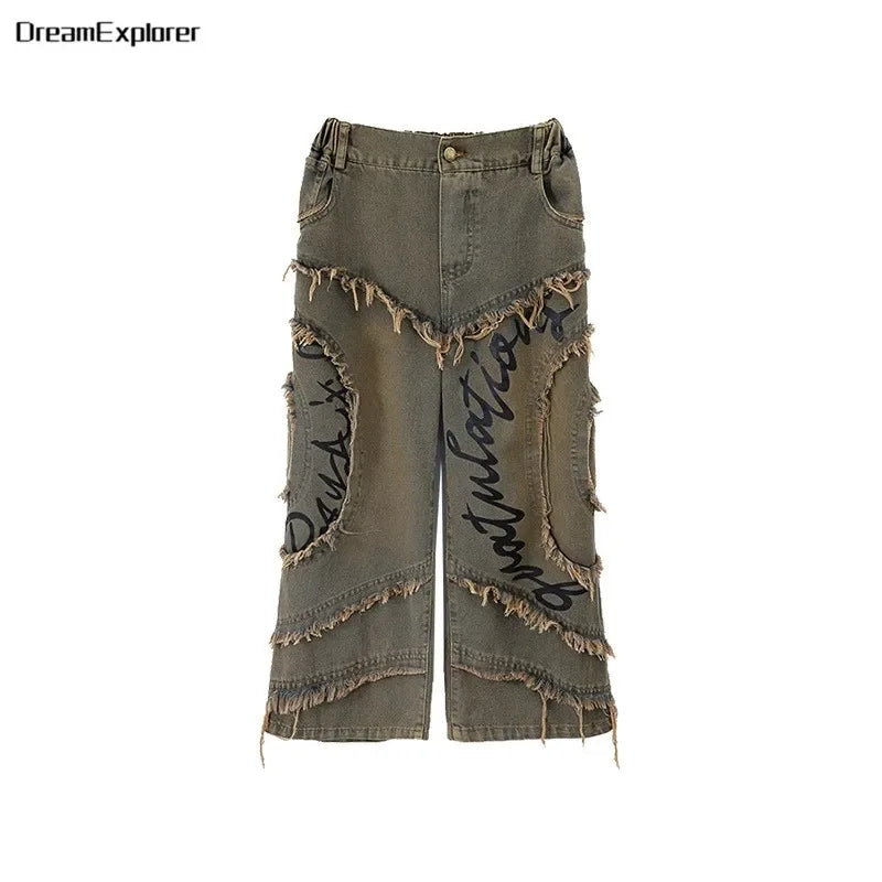 Conjunto de regata e jeans infantil Wasteland Street Dance de malha, moletons de hip hop, roupas de jazz, roupas punk, meninos e meninas