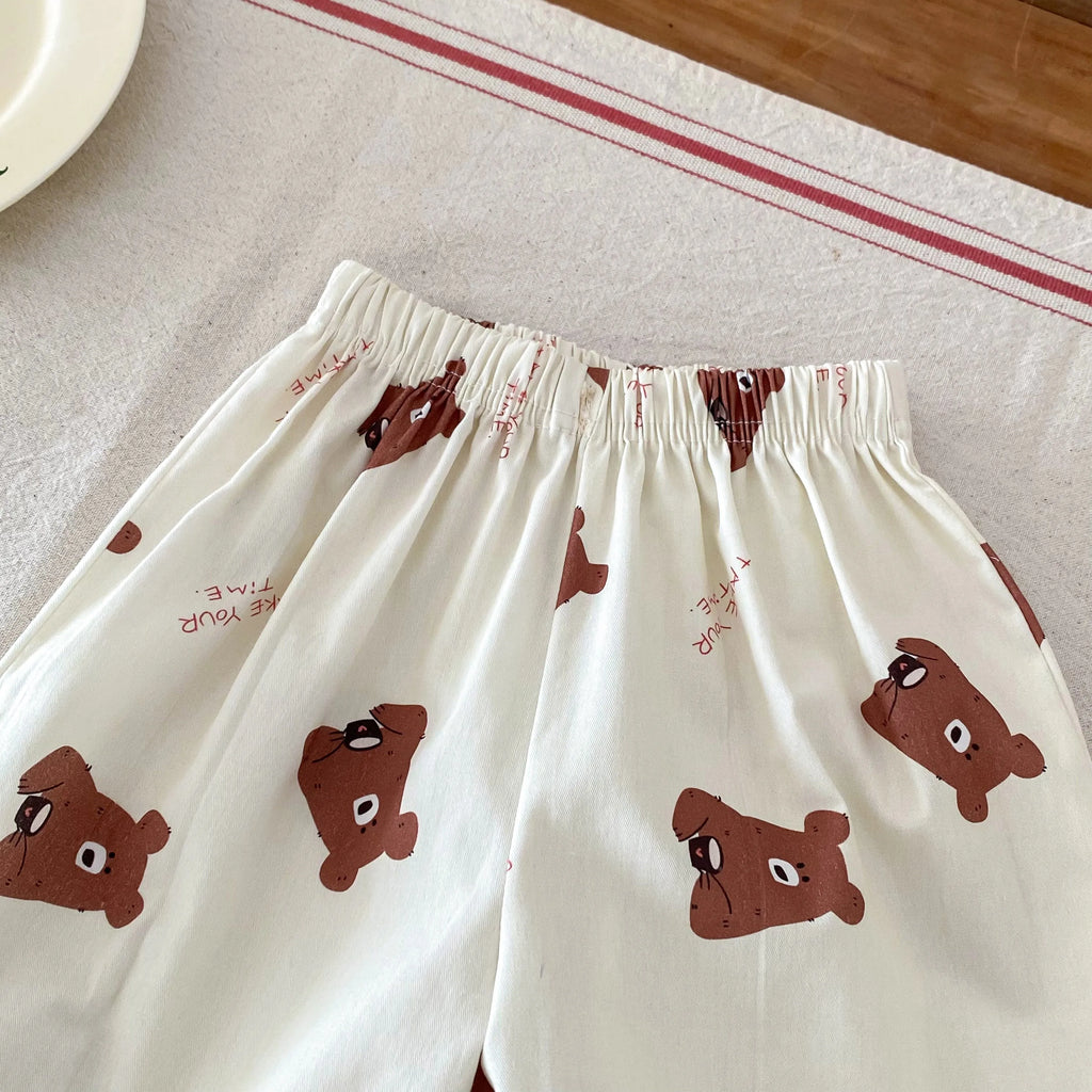 2024 novas crianças calças xadrez impresso dos desenhos animados moda bebê meninas meninos solto casual harem calças crianças roupas de verão