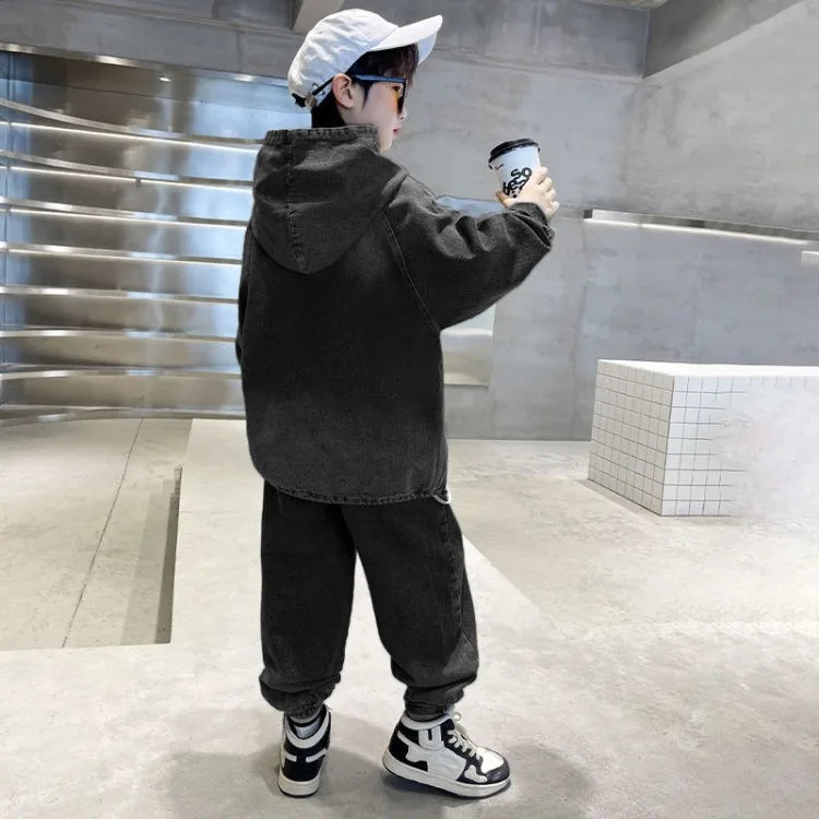 Hoodies conjunto meninos roupas ao ar livre crianças roupas 7 a 12 anos 8 outono inverno terno para menino roupa criança parte superior inferior