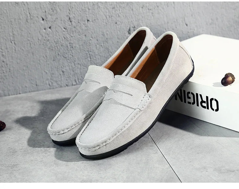 Couro do plutônio camurça de vaca sapatos masculinos marca luxo casual formal mocassins calçados preto masculino sapatos de condução hombres