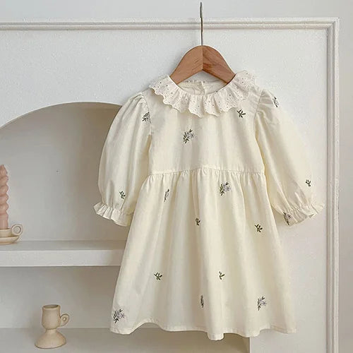 2025 nova primavera irmã vestido crianças roupas crianças vestidos de princesa manga comprida algodão bordado 1-6yrs bebê menina vestido de festa
