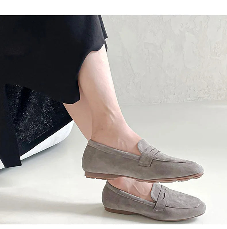 2025 novas mulheres sapatos planos mulher mocassins primavera outono casual camurça deslizamento em sapato mulher confortável sapato leve mujer sapato
