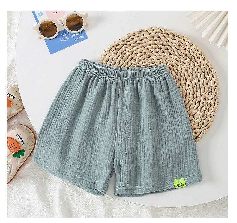 Moda algodão cor sólida crianças shorts infantil estilo coreano verão praia calças curtas inferior para crianças roupas meninas meninos 4-12y