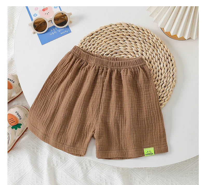 Moda algodão cor sólida crianças shorts infantil estilo coreano verão praia calças curtas inferior para crianças roupas meninas meninos 4-12y