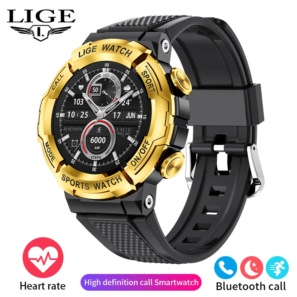 Lige 2025 relógio inteligente masculino esportes ao ar livre monitoramento de freqüência cardíaca ip68 à prova dip68 água relógios bluetooth chamada smartwatch para android ios