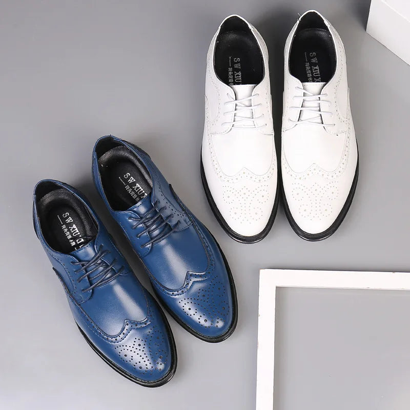 Sapatos oxford masculinos feitos à mão, sapatos clássicos formais de negócios, couro de bezerro genuíno, sapatos sociais brogue