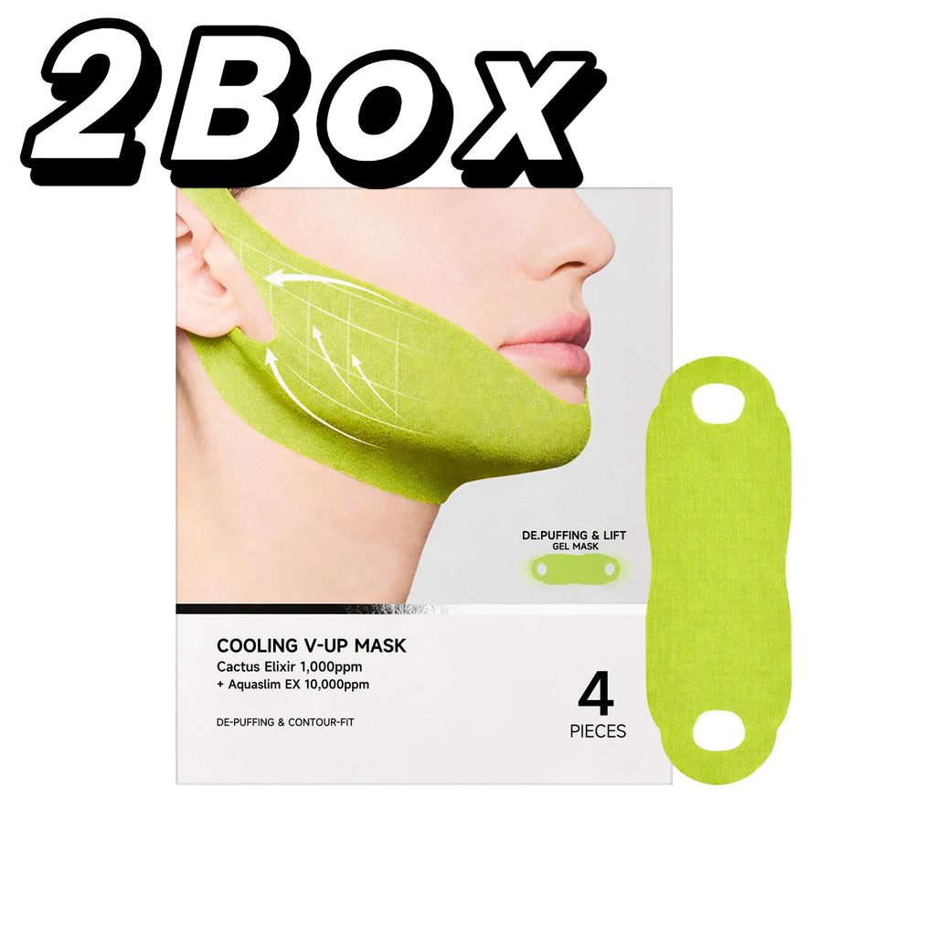 Máscara em Gel Refrescante V Line para Contorno e Firmeza da Mandíbula, com Cafeína para Redução de Inchaço, Envolvimento Facial para Lifting do Queixo, Essência Coreana para Cuidados Diários com a Pele