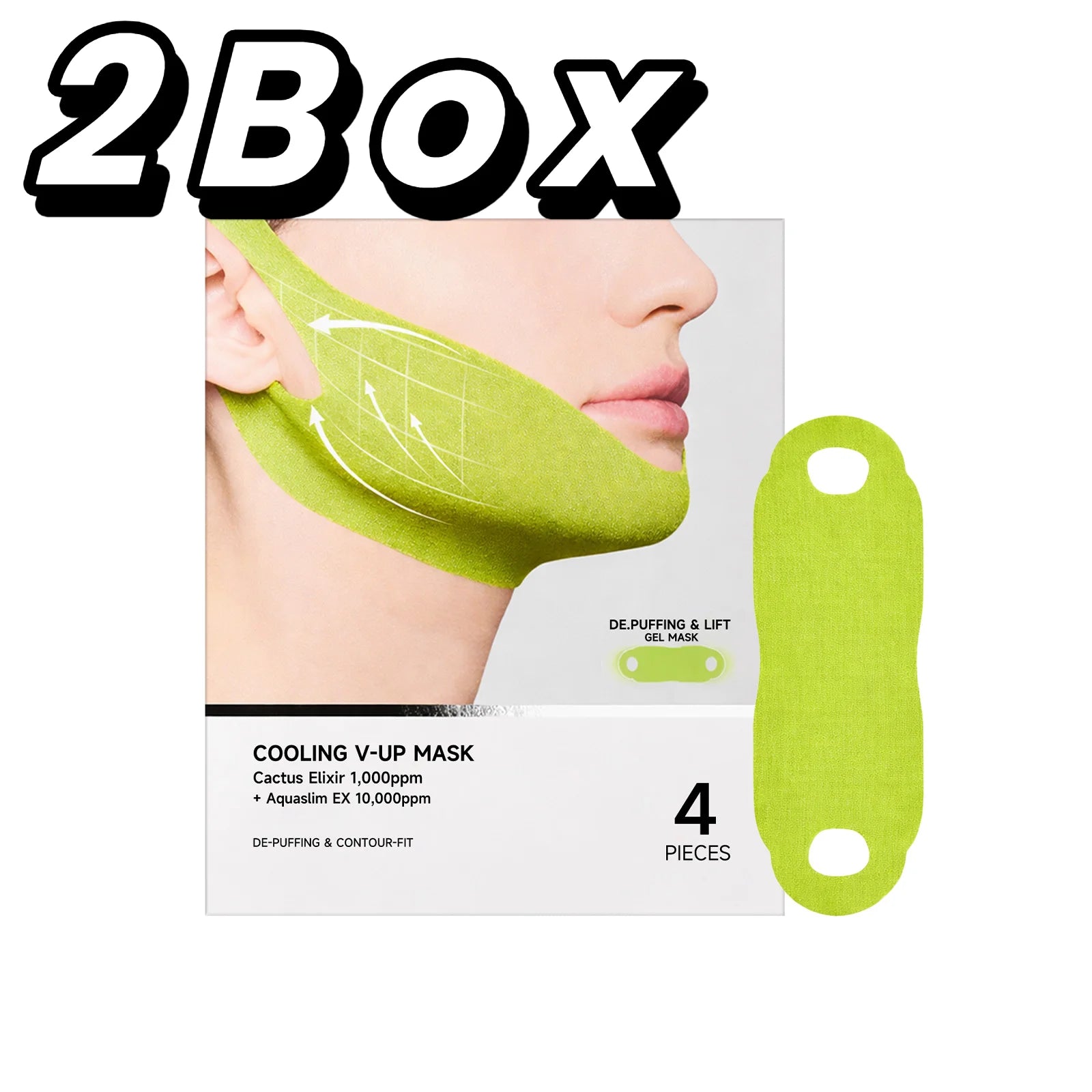 Máscara em Gel Refrescante V Line para Contorno e Firmeza da Mandíbula, com Cafeína para Redução de Inchaço, Envolvimento Facial para Lifting do Queixo, Essência Coreana para Cuidados Diários com a Pele