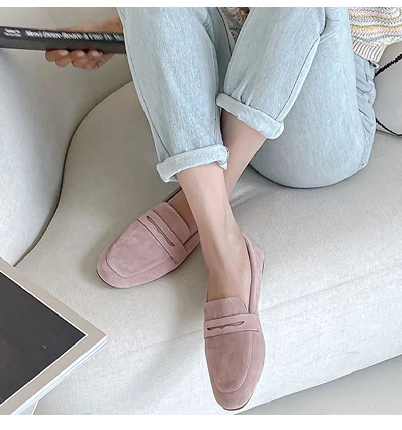 2025 novas mulheres sapatos planos mulher mocassins primavera outono casual camurça deslizamento em sapato mulher confortável sapato leve mujer sapato